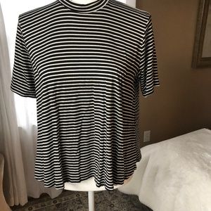 Forever 21 Mock Neck Short Sleeve Striped Top NWT